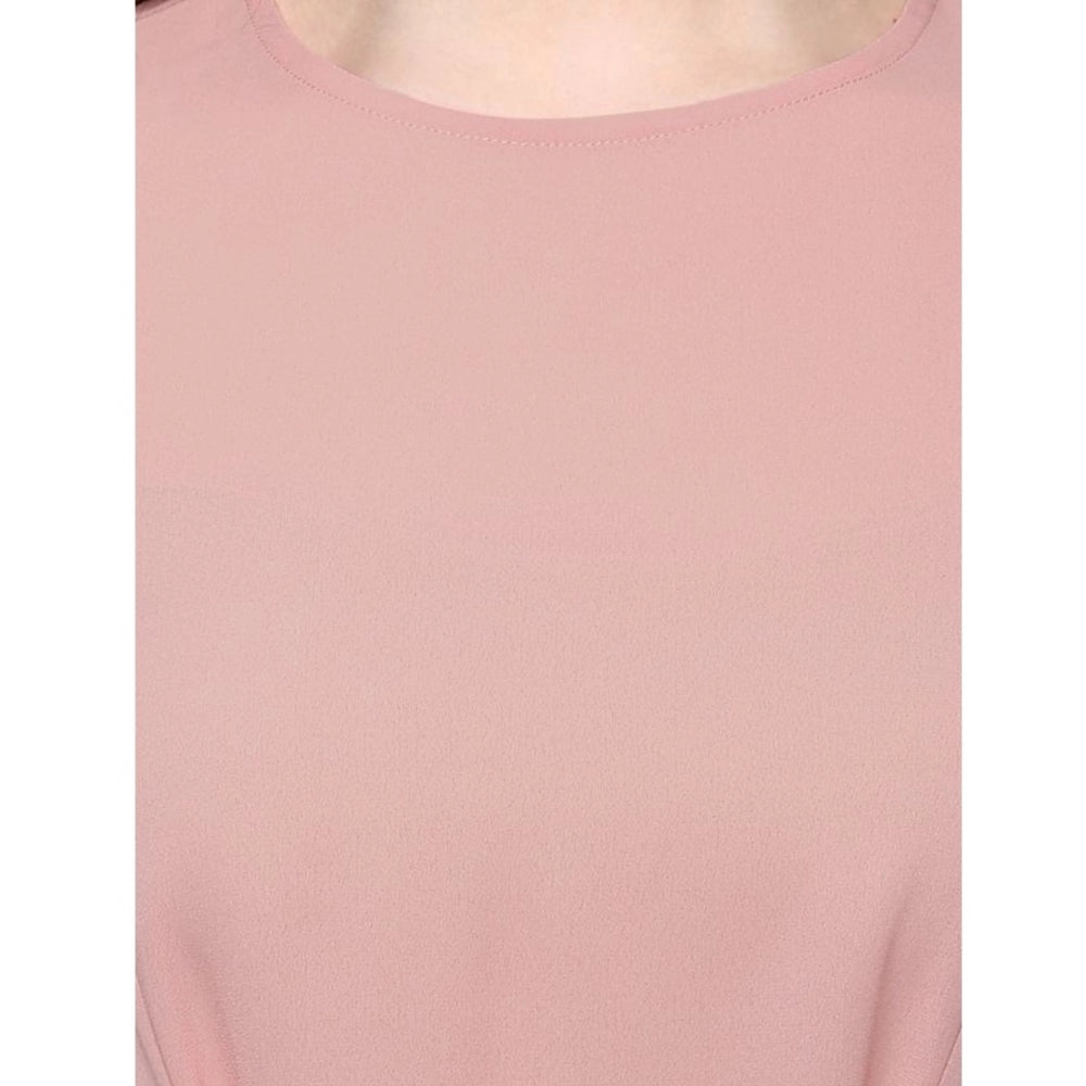 Generic Women's Polyester Solid Long Sleeves Regular Top (Pink)
