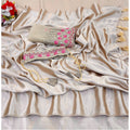 Generic Women's Satin Solid Saree With Unstitched Blouse (Beige, 5-5 Mtrs)