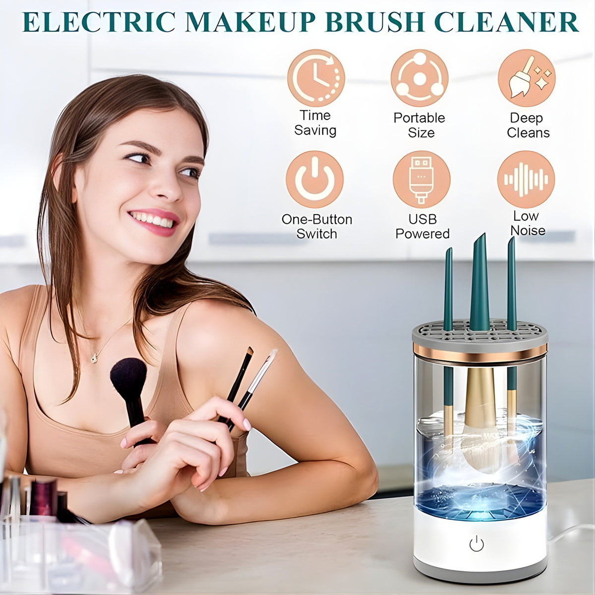 Electric Makeup Brush Cleaner And Dryer  Automatic Usb Rechargeable Brush Washing Machine