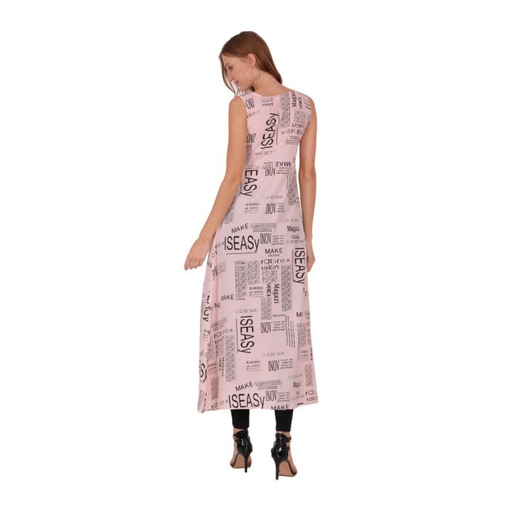 Generic Women's Casual Crepe Sleeveless Slit Dress (Light Pink)