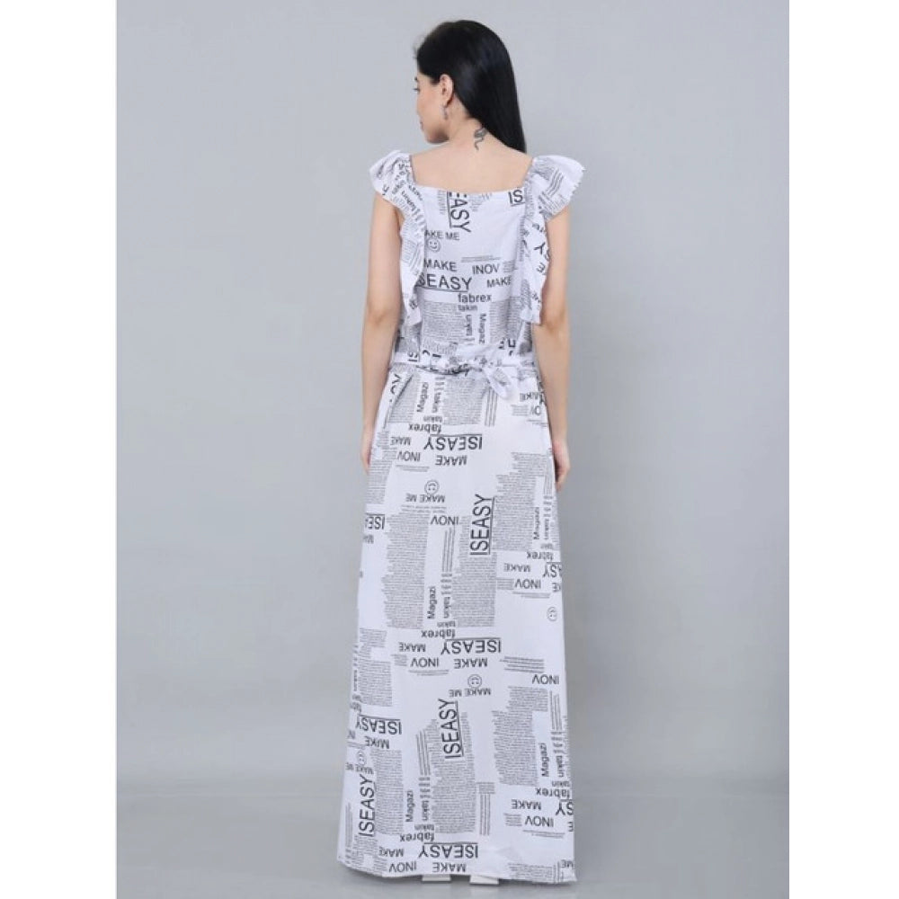 Generic Women's Casual Crepe Sleeveless Dress (White)