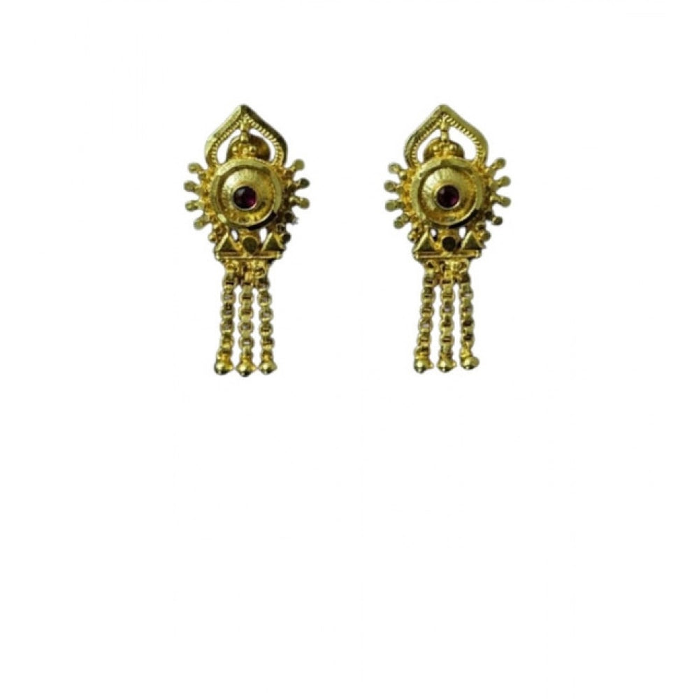 Generic Women's Pack of_2 Brass Gold-Plated Earrings (Gold)