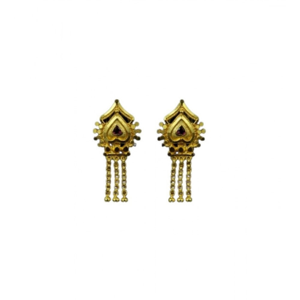 Generic Women's Pack of_2 Brass Gold-Plated Earrings (Gold)