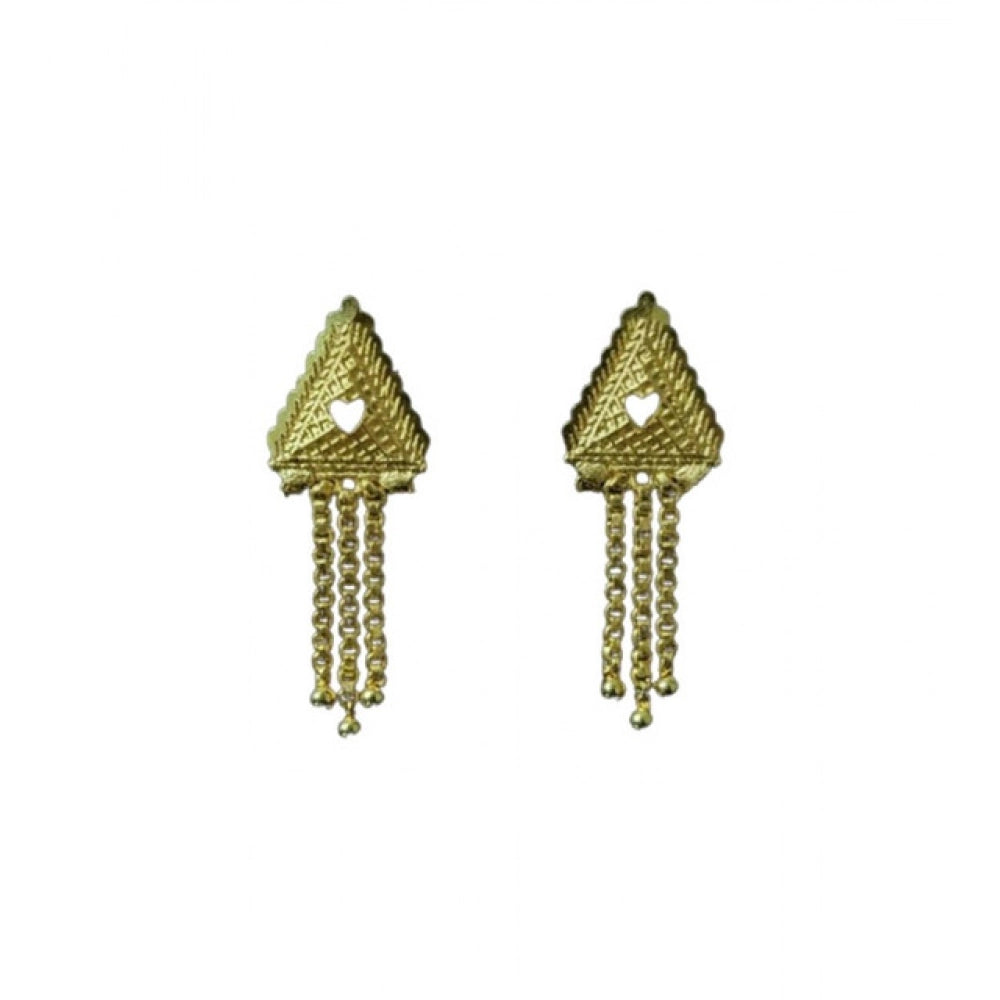 Generic Women's Pack of_2 Brass Gold-Plated Earrings (Gold)
