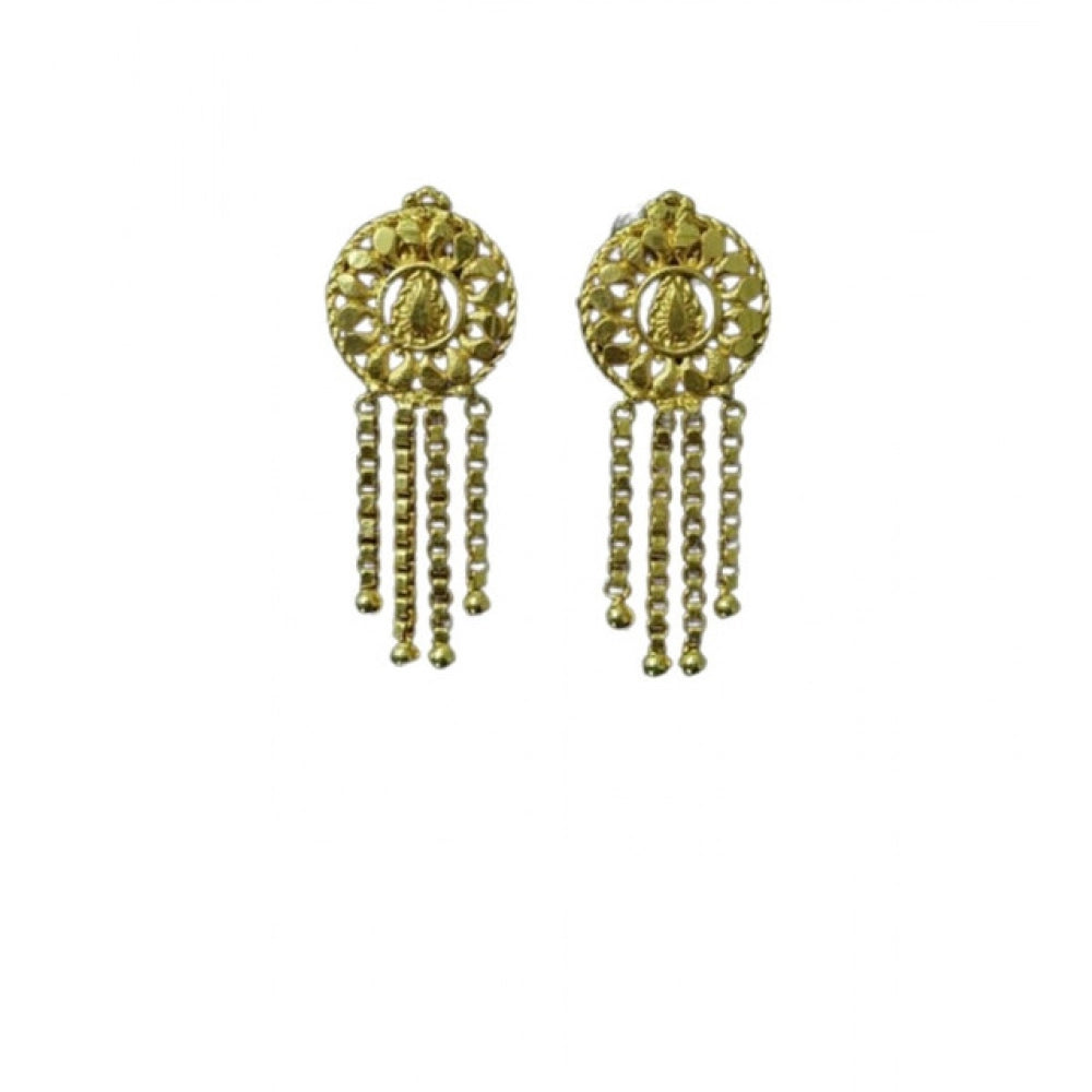 Generic Women's Pack of_2 Brass Gold-Plated Earrings (Gold)