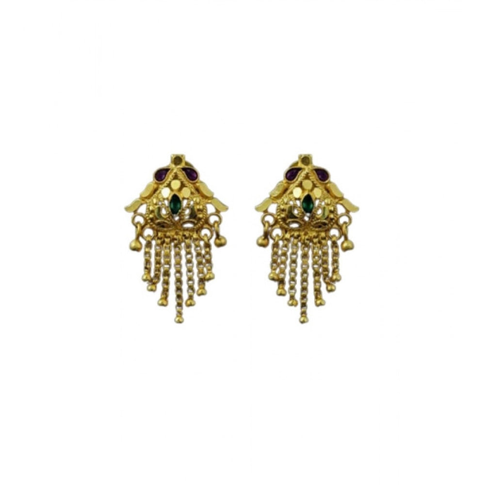 Generic Women's Pack of_2 Brass Gold-Plated Earrings (Gold)