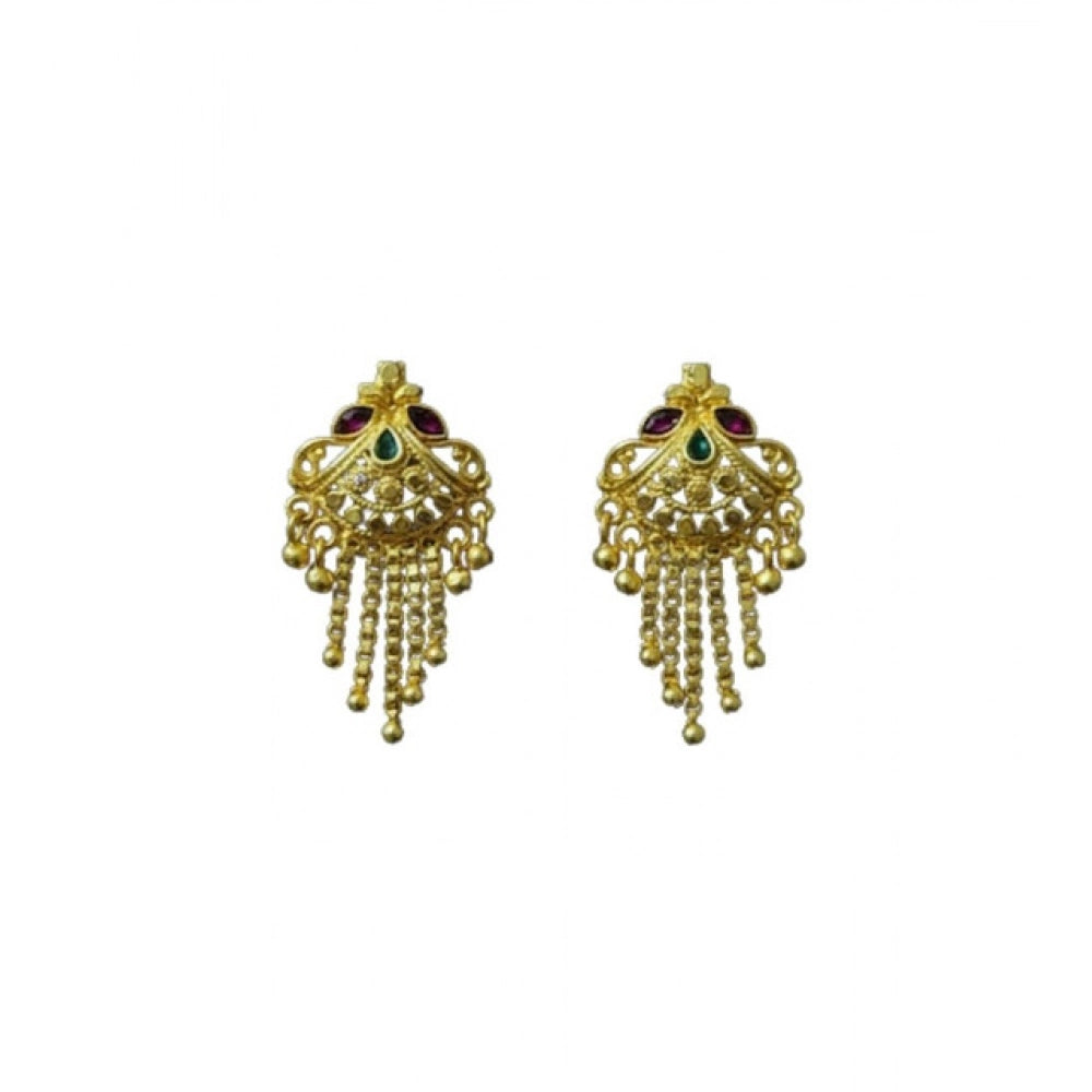 Generic Women's Pack of_2 Brass Gold-Plated Earrings (Gold)