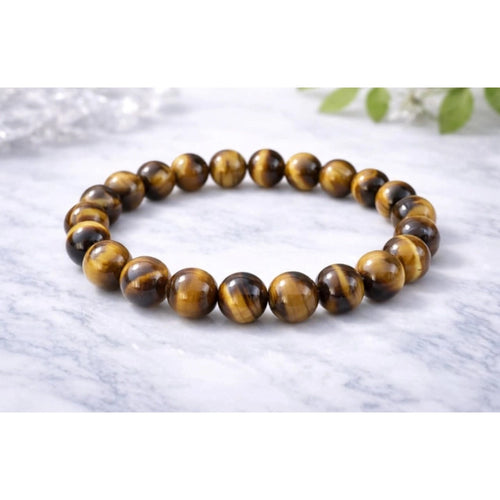 Generic Natural Crystal 8mm Tiger Eye Bracelet  (Brown)