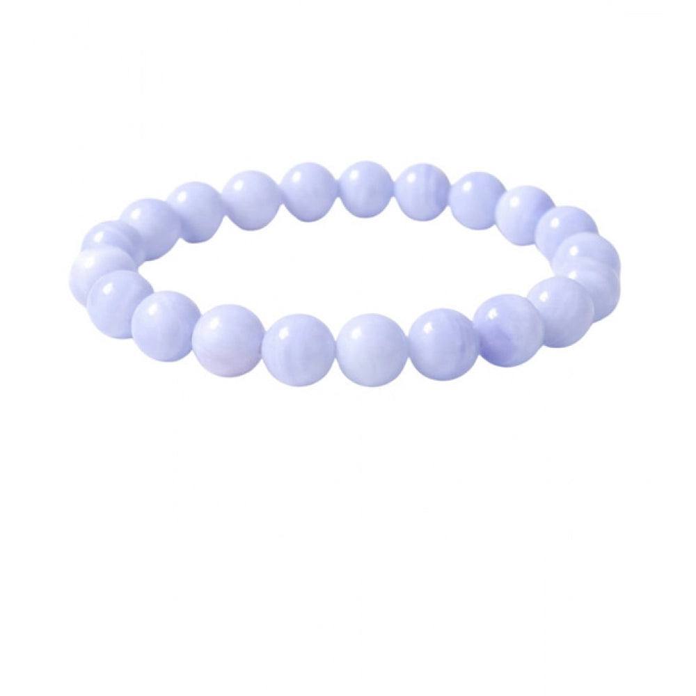 Generic Natural Crystal 8mm Bluelace Agate Bracelet (Light Blue)
