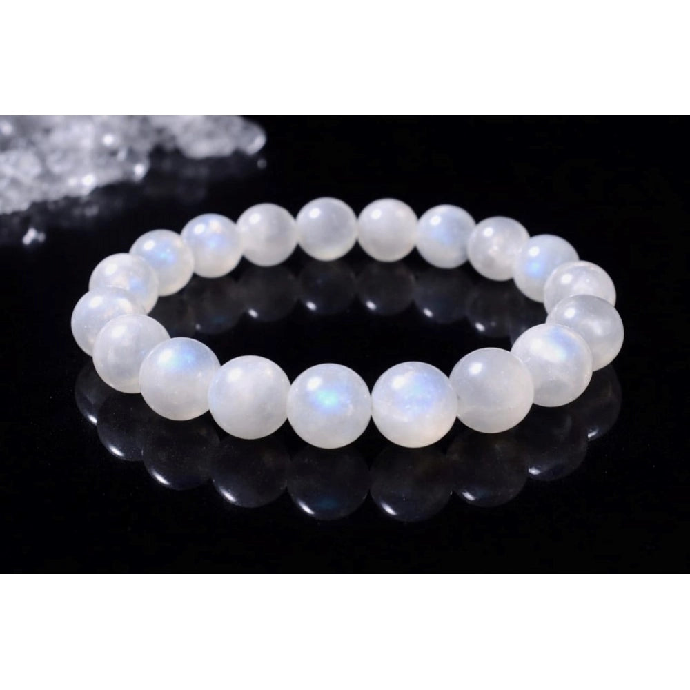 Generic Natural Crystal 8mm Moonstone Bracelet (White)