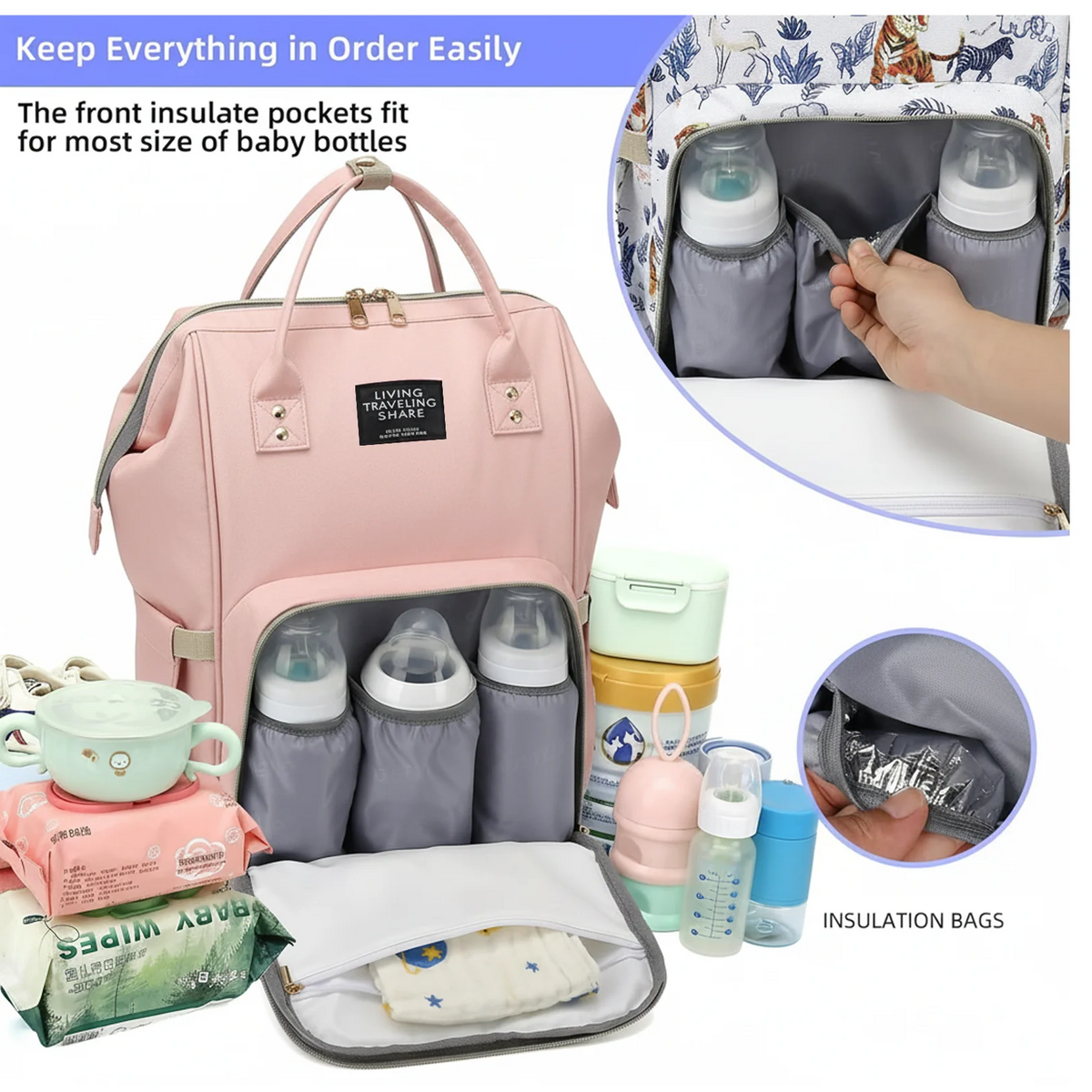 Multipurpose Large Capacity Moms Backpack Diaper Bag (1 Pc  17 Pocket  Big)